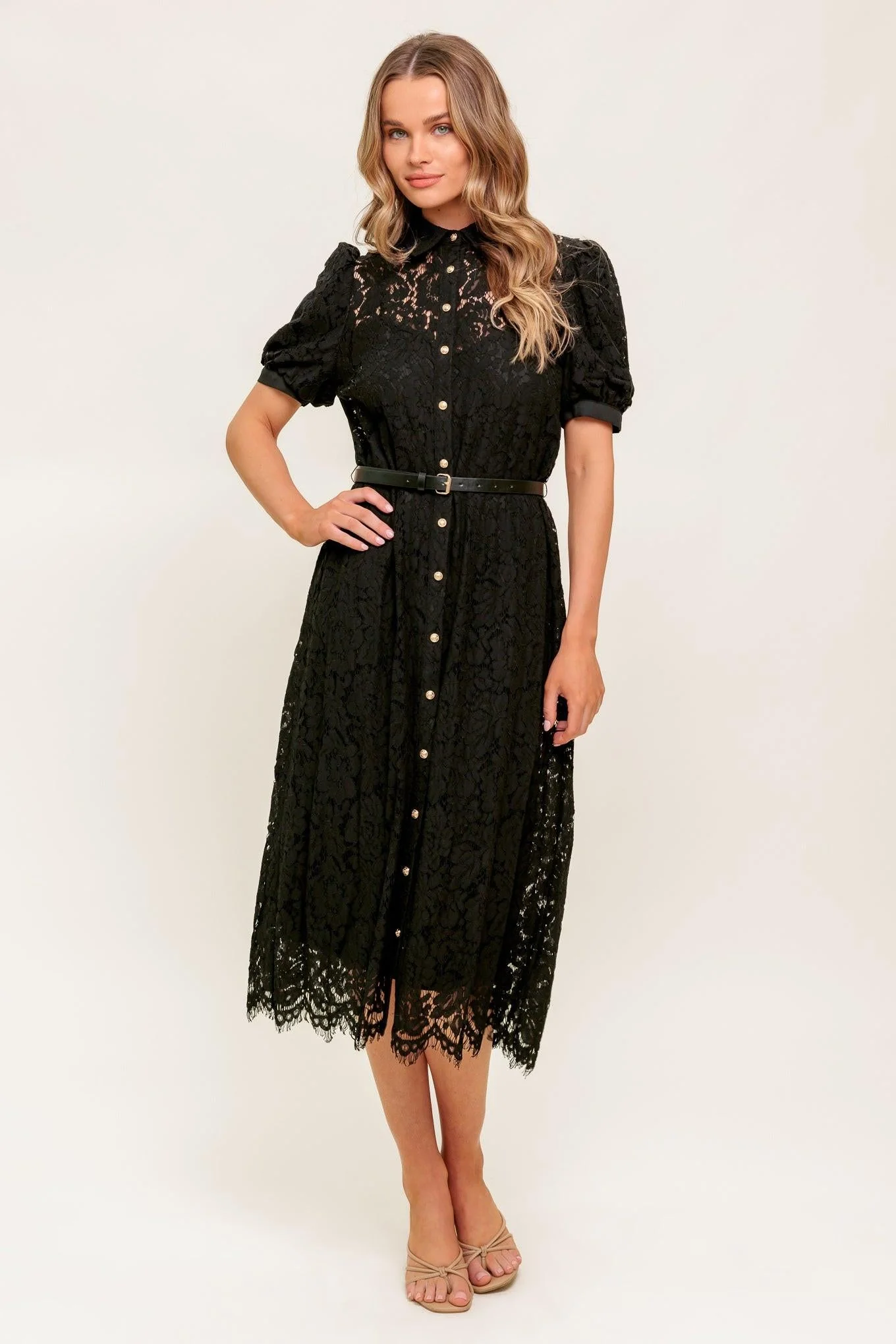 Recyclable Timid to Tenacious Woven Lace Shirt Dress Fine Crafted