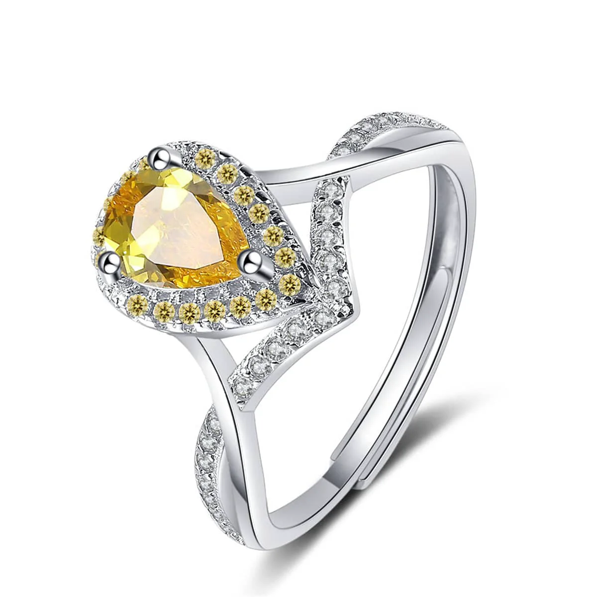 Trendy Yellow Crystal Cubic Zirconia Teardrop Adjustable Ring Effective