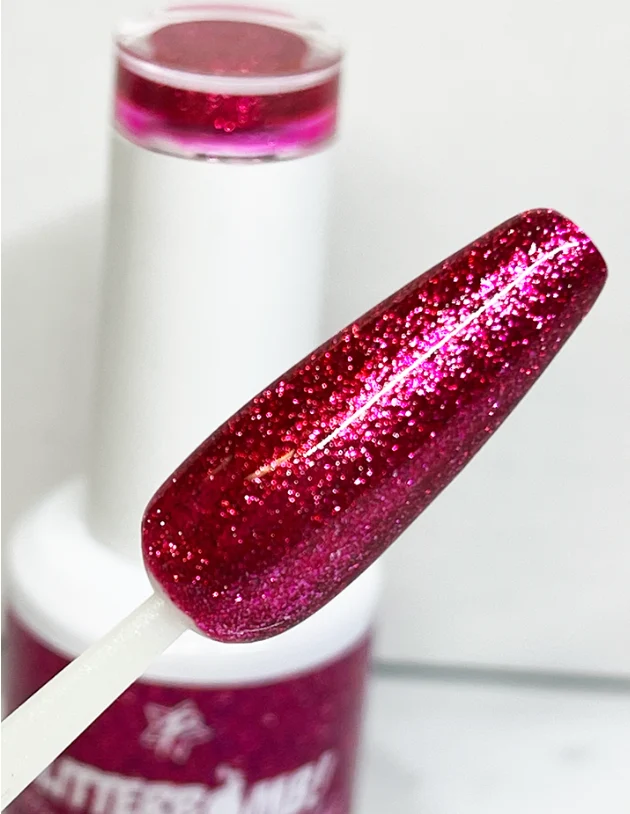 Environmentally Friendly Glitter Bomb Gel Polish Metallics Fuchsia Ice Reusable