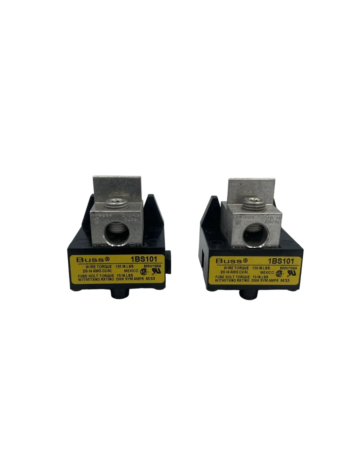 Secure BUSSMANN 1BS101 Fuse Block 600V 100A Stud Set Screw 14-2 0 AWG - 1 PAIR Responsible