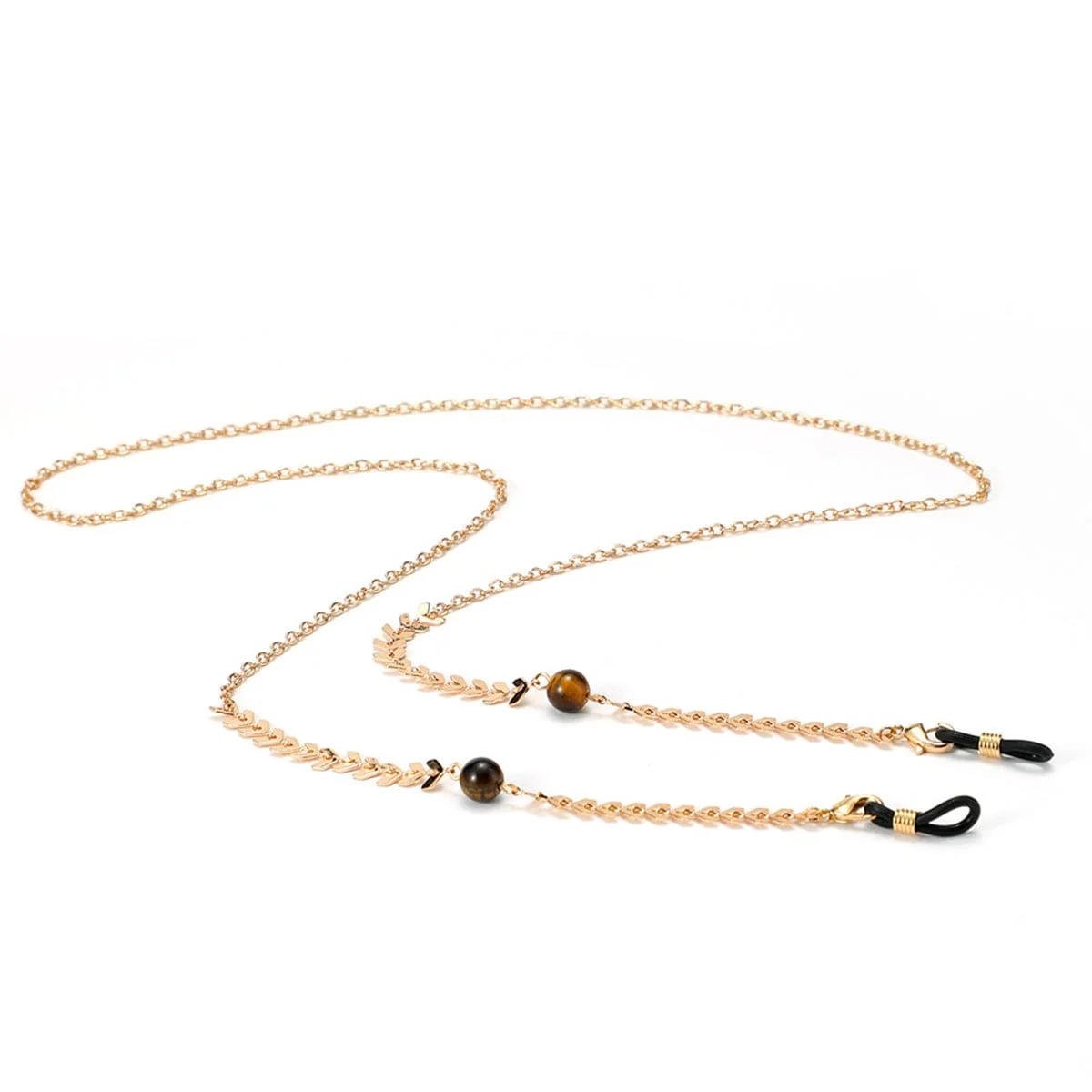 Sophisticated Tiger-Eye Goldtone Glasses Chain Modern