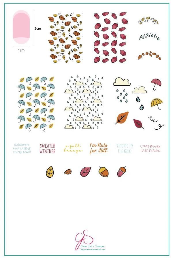 Exceptional Fallpaper - Singing in the Rain CjS-131 - Clear Jelly Stamping Plate Smart