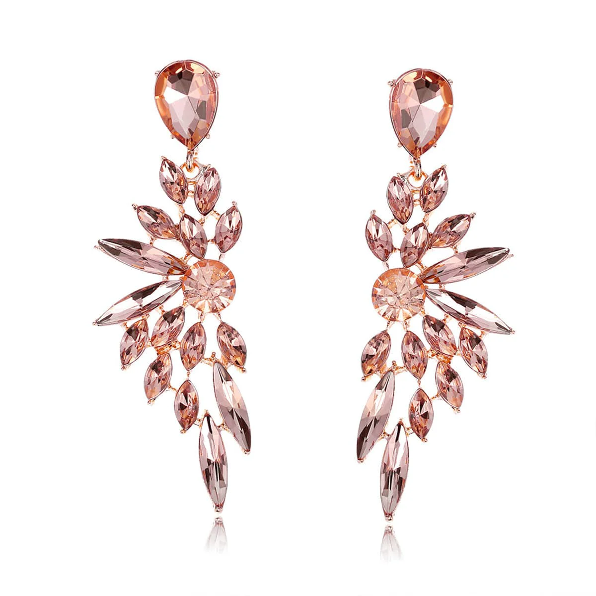 Top-Quality Champagne Crystal Goldtone Botanical Drop Earring Innovative