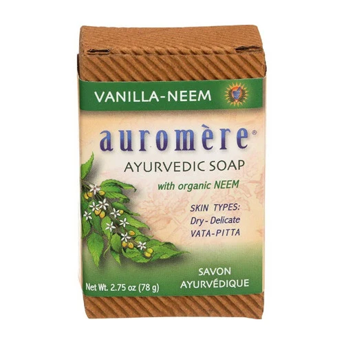 Natural Auromere Ayurvedic Bar Soap for Dry and Delicate Skin Vanilla and Neem 0.71 Oz Outstanding