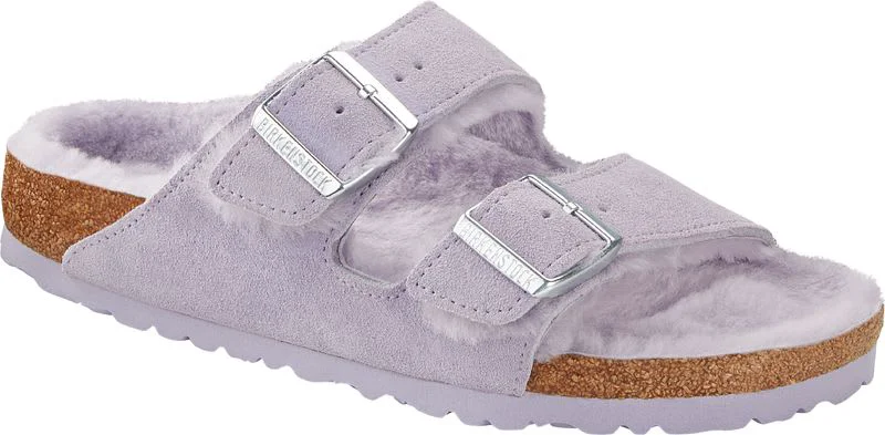 Carefully Designed Birkenstock Arizona Shearling Suede Leather Purple Fog Soft