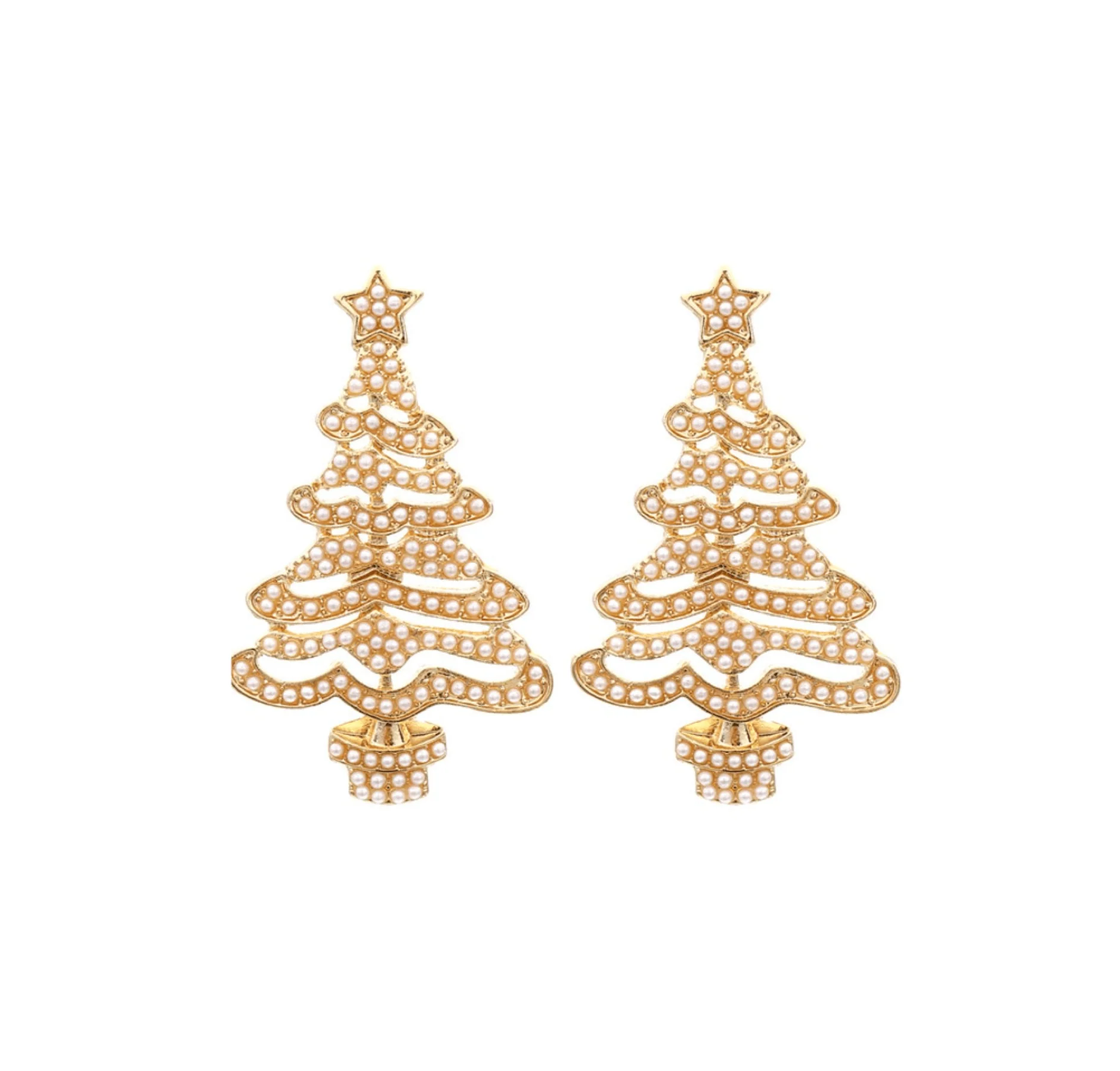 Minimalist Don t AsK Pearl Encrusted Christmas Tree Earrings – Festive Holiday Jewellery for Women Sustainable