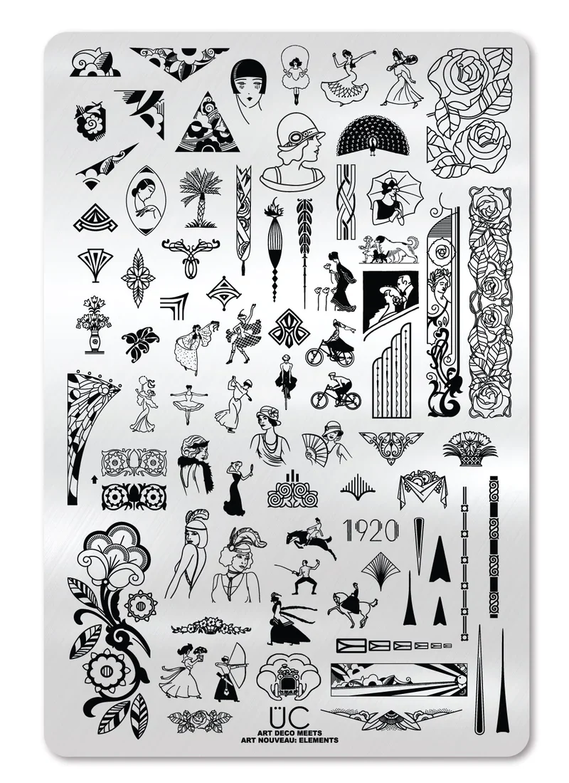 Long-Lasting Art Deco Meets Art Nouveau Elements - Uber Chic Stamping Plate Trendy