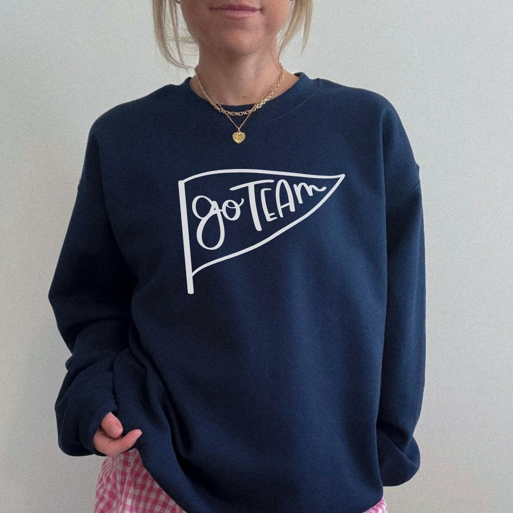 Functional Go Team Pennant Crewneck Sweatshirt Game Day Spirit Wear Expertly Made