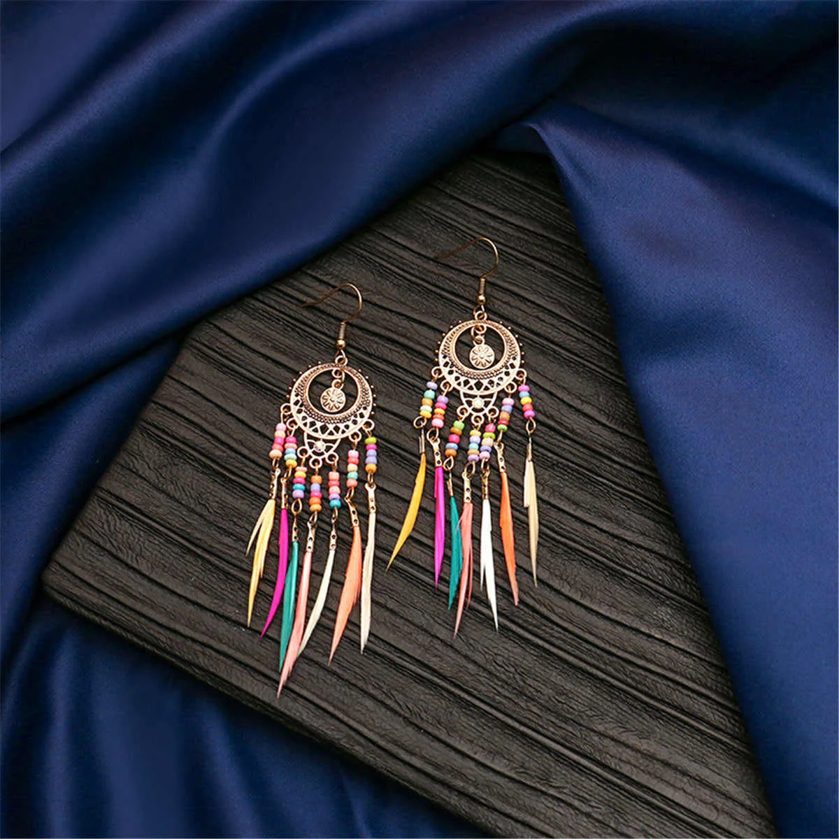 Classic Howlite Goldtone Feather-Accent Drop Earrings Long-Lasting