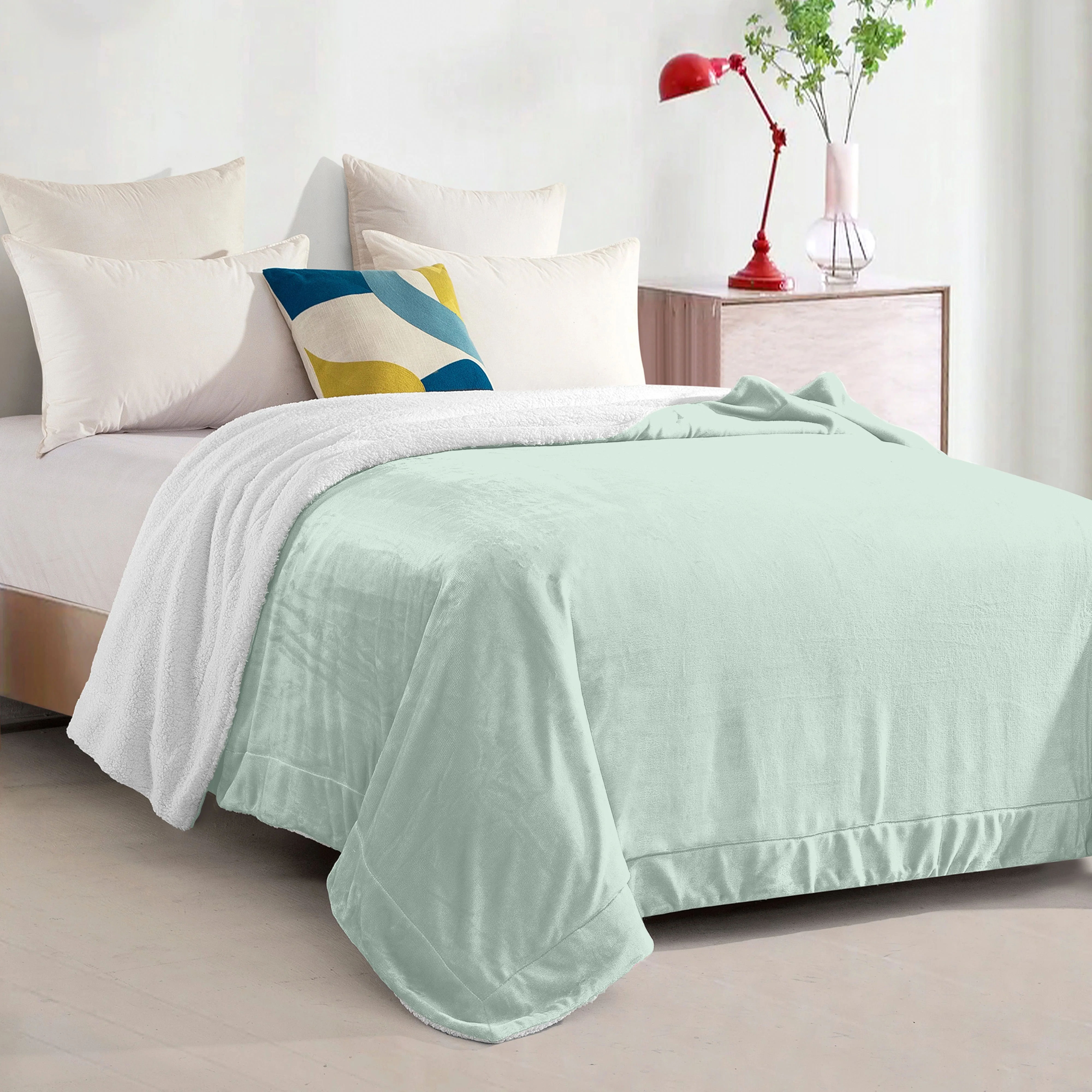 Breathable Elegant Comfort Reversible Sherpa Throw Blanket - Sherpa Back Throw Blanket Eco-Friendly