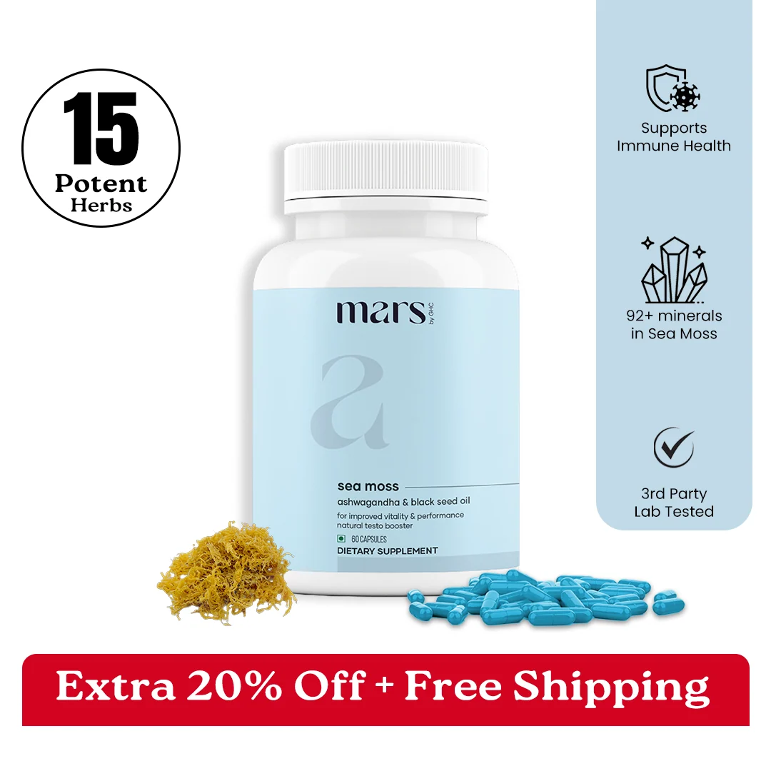 Sustainable Mars Natural Sea Moss Caps Powered with Ashwagandha Black Seed Vitamin D3 Official