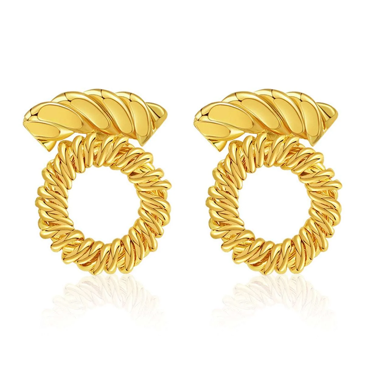 Versatile Goldtone Twine Round Stud Earrings User-Friendly