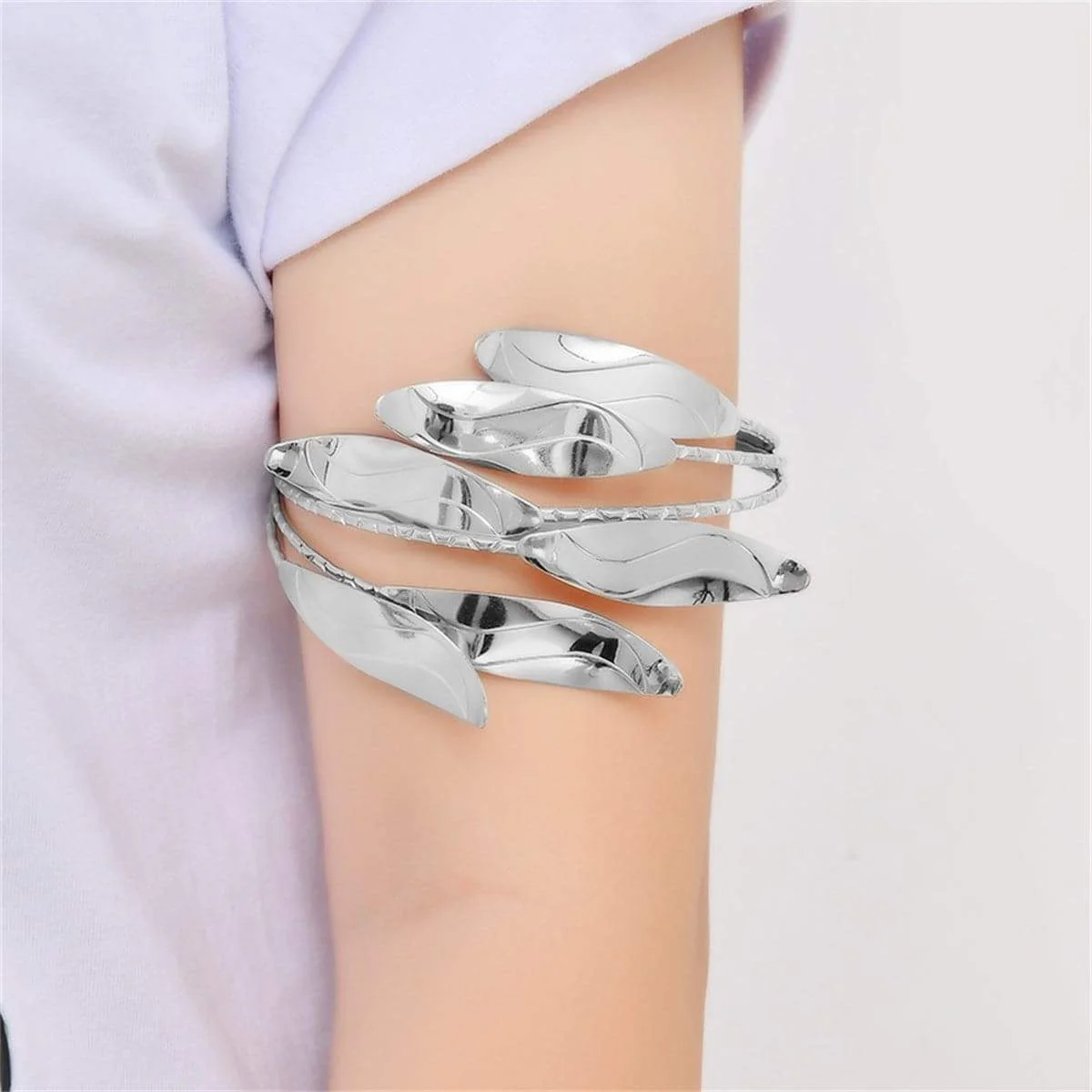 Eco-Friendly Silvertone Branched Arm Cuff Fast