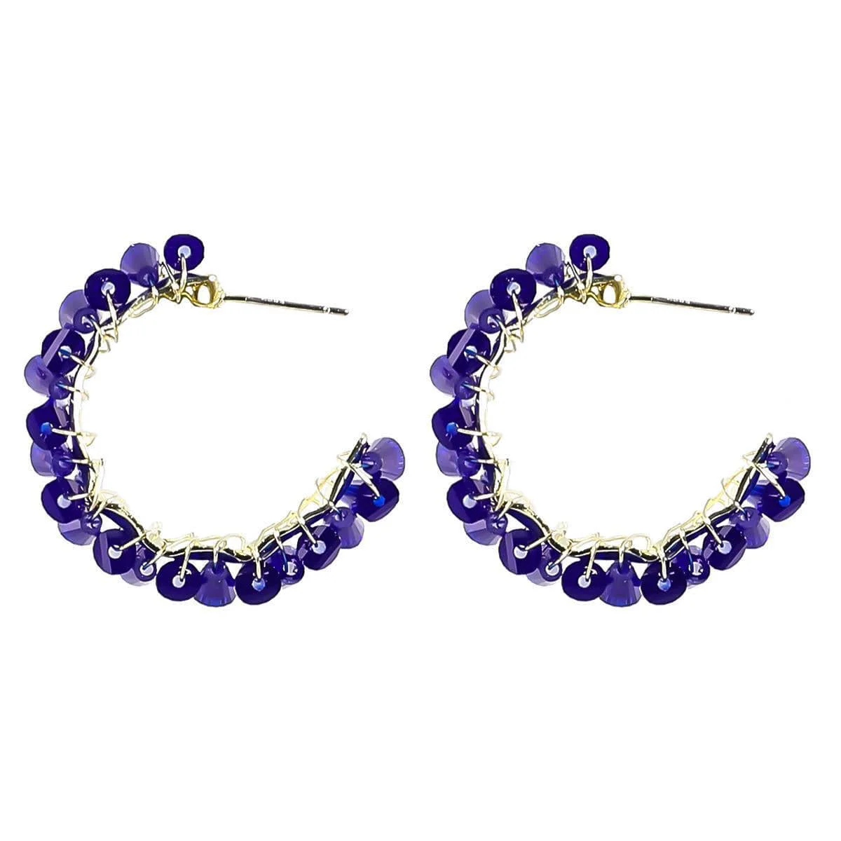 Advanced Blue Acrylic Goldtone C-Shape Stud Earrings Relaxed
