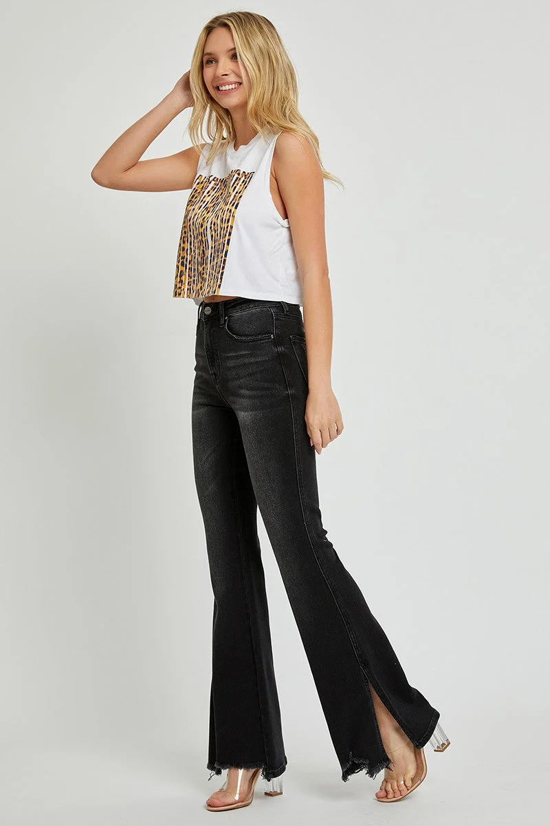 Expertly Made High Rise Slit Flare Jeans Next-Generation