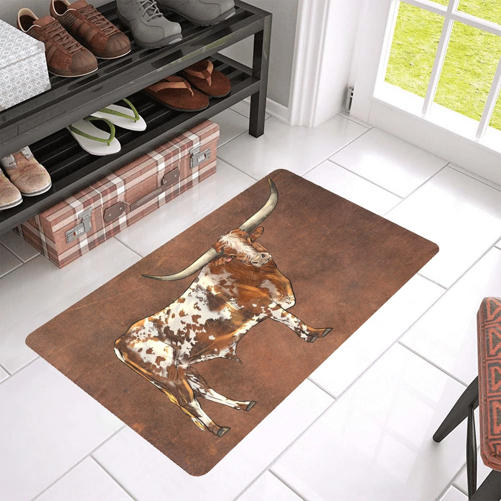 Dependable Longhorn Western Floor Mat 30 x 18 Made in America Flexible