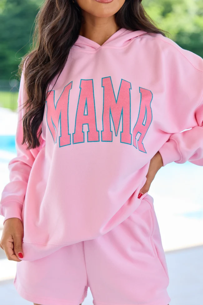 Elegant Mama Block Light Pink Graphic Hoodie Eco-Friendly