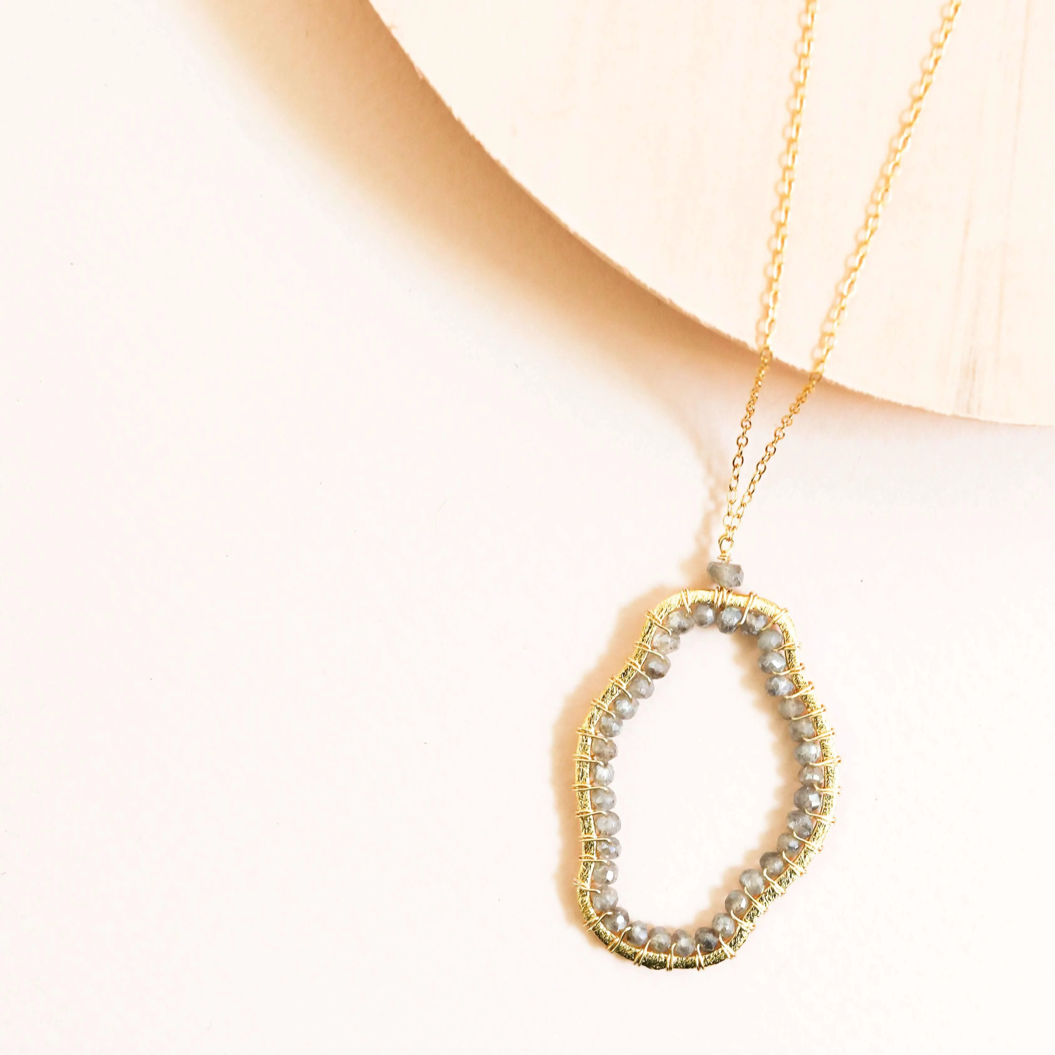 Smooth Labradorite style Pendant Necklace Functional
