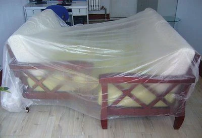 Detailed 10 x 25' Clear Plastic Disposable Drop Cloth Pure