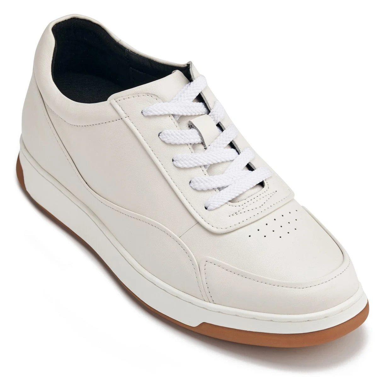 Certified CALTO - Y7886 - 2.6 Inches Taller Off-White White Gum Sole - d Leather Sneakers Professional