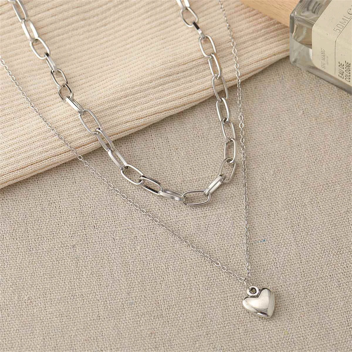 Certified Silvertone Heart Layered Necklace Elite