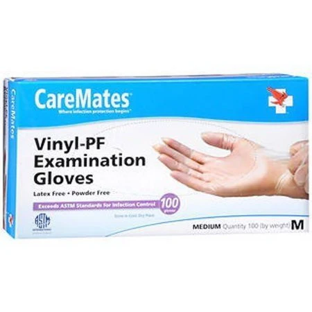 Original CareMates Vinyl-PF Examination Gloves Medium 100 Ea Optimized