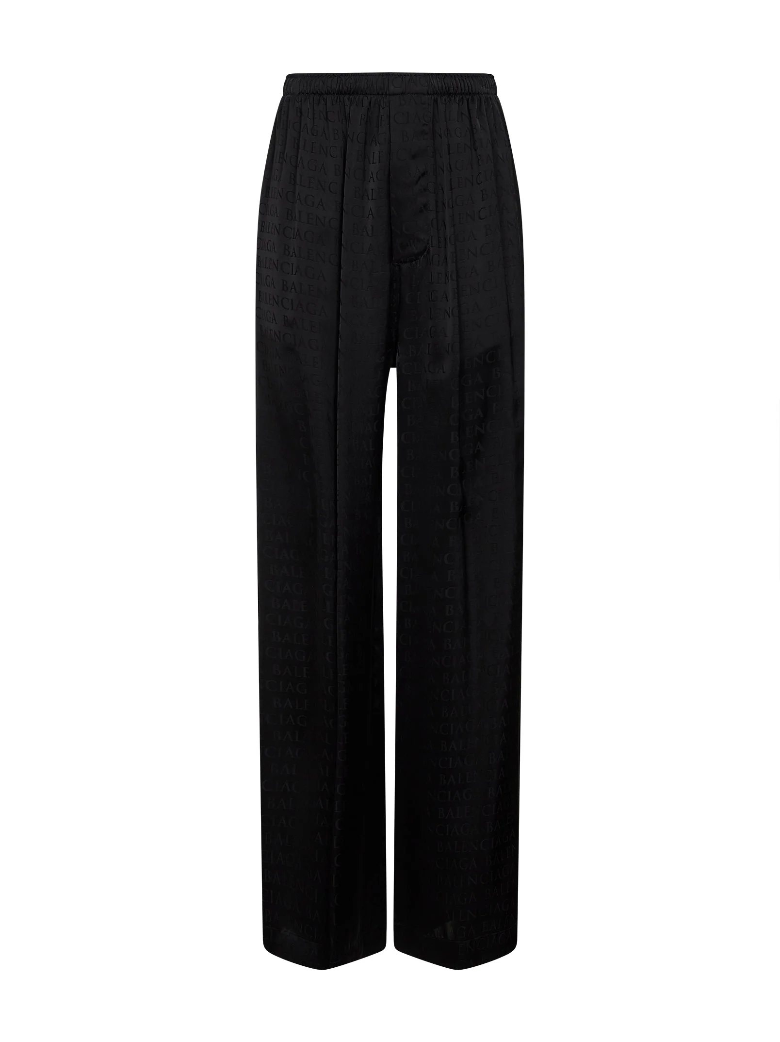 Minimalist Black Jacquard Satin Pajama-Style Trousers Safe
