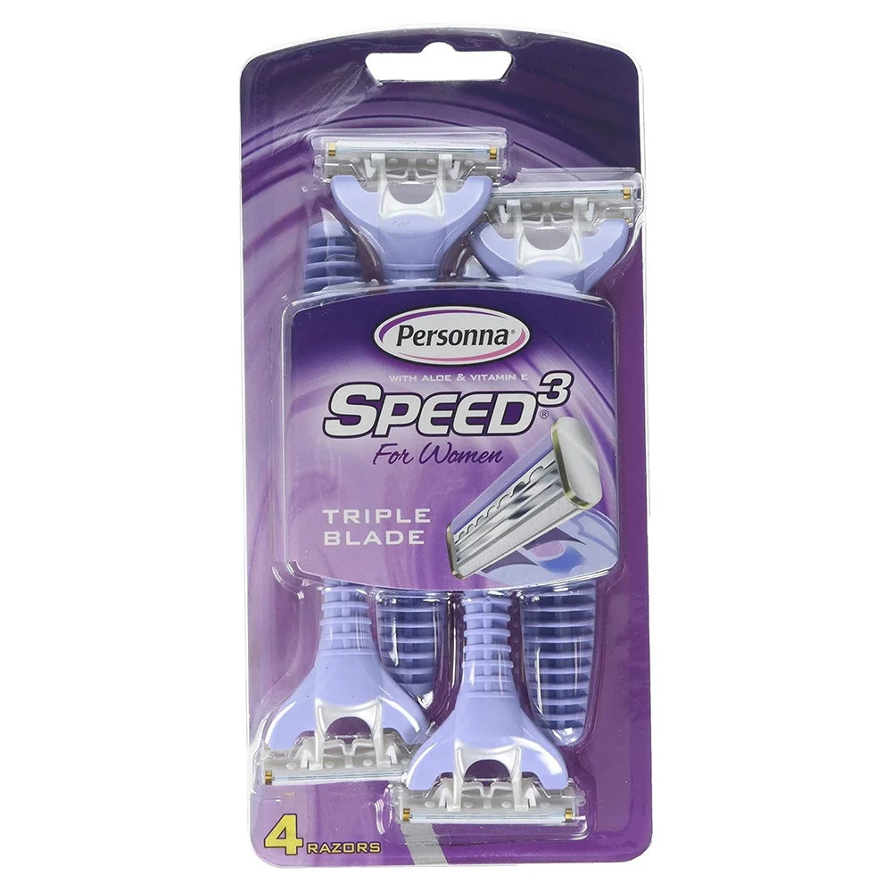 Excellent Personna Speed 3 Triple Blade Pivoting Head Disposable Razor For Women - 4 Ea World-Class