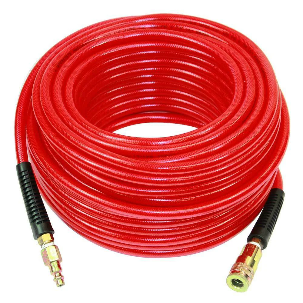 Modern HA04-100H44 1 4 100 ft Red Translucent PVC Air Hose Kit with 1 4 Steel coupler and plug Solid