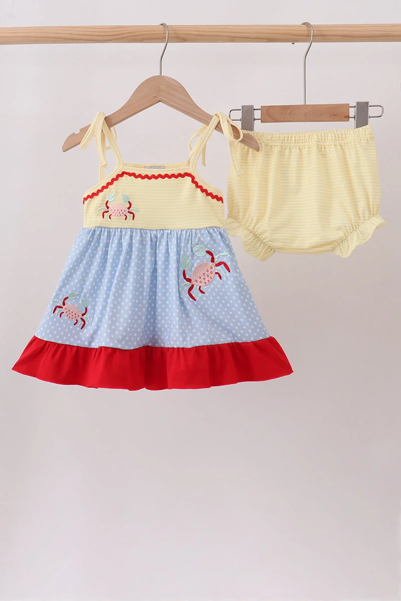 Effective Blue Crab Applique Bloomer Set User-Friendly
