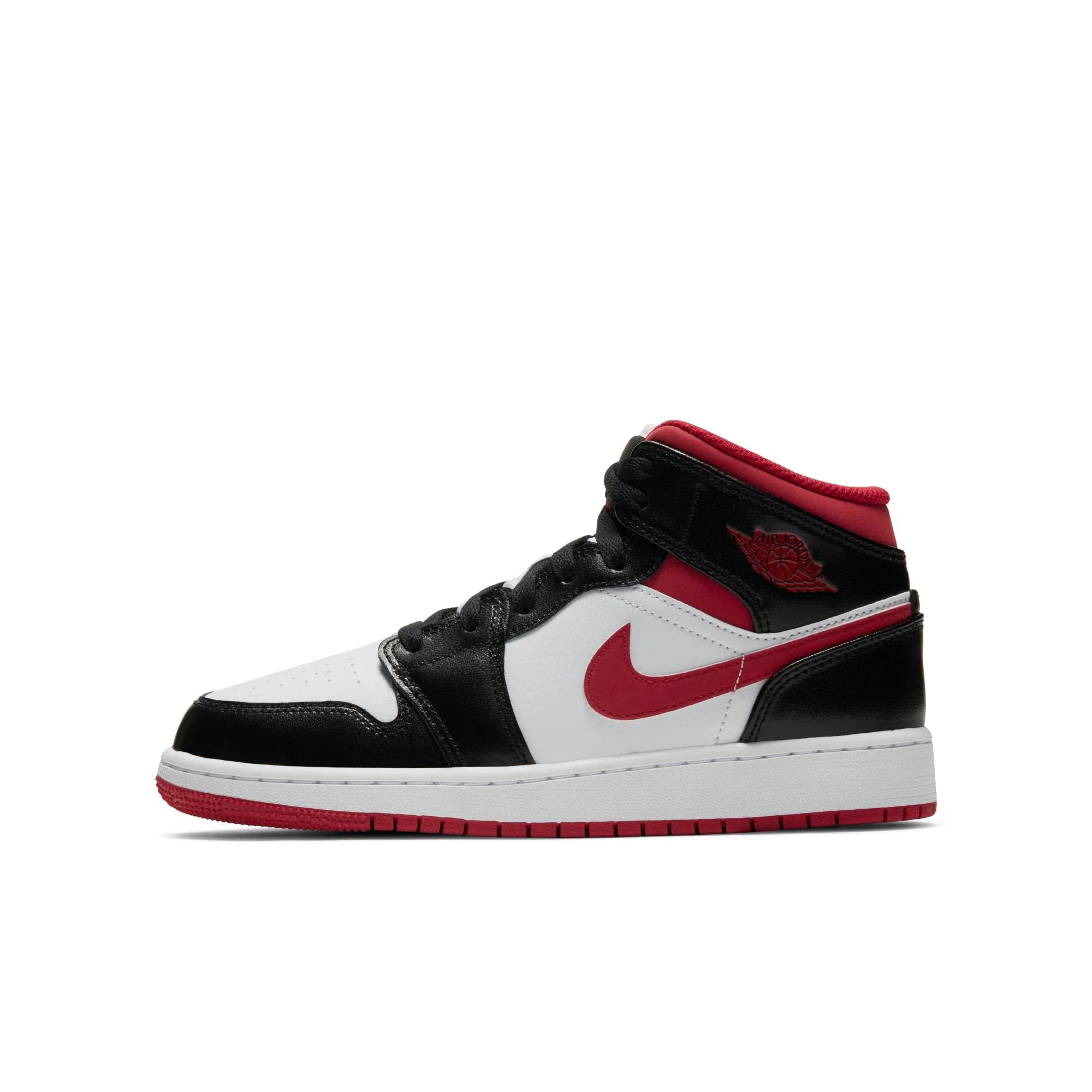 Detailed Air Jordan Grade School Retro 1 Mid Gs 'Gym Red Black White' Sneakers Pure