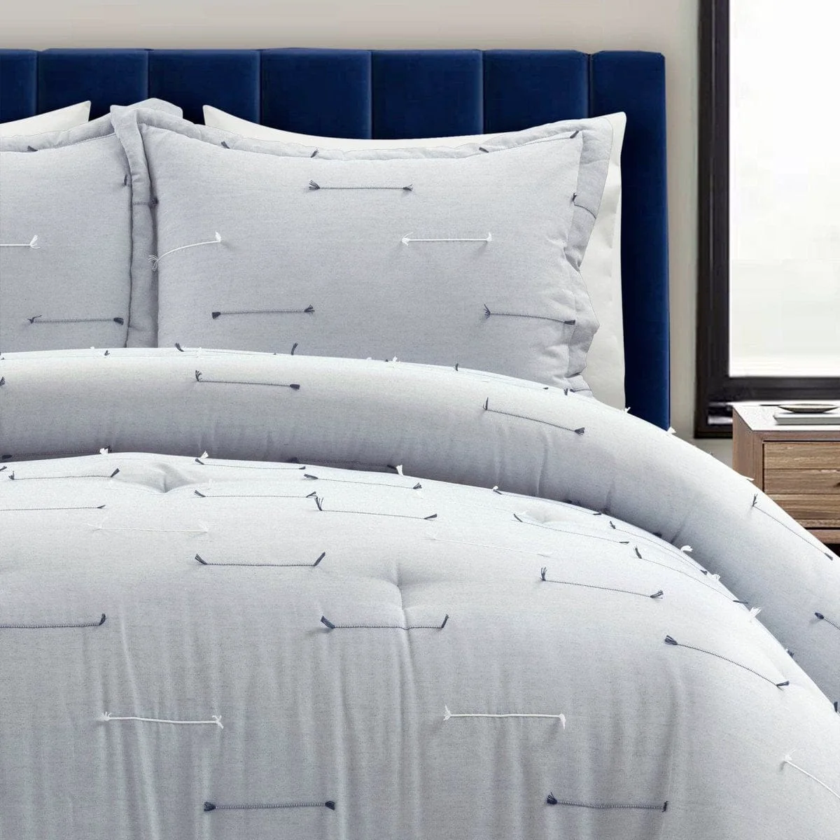 Functional Boho Stripe Clip Jacquard 3 Piece Comforter Set Sophisticated
